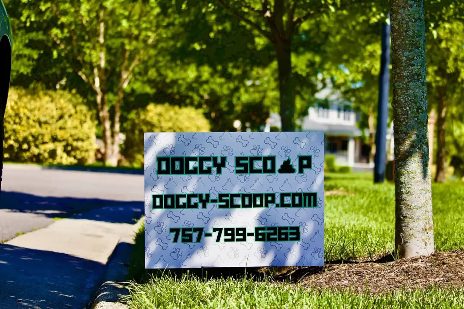 Doggy Scoop local yard sign and service information